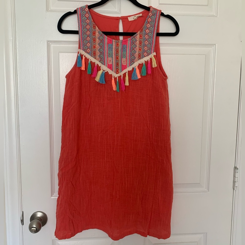 Boho Entro (Anthropologie) Dress with Colorful Tassels